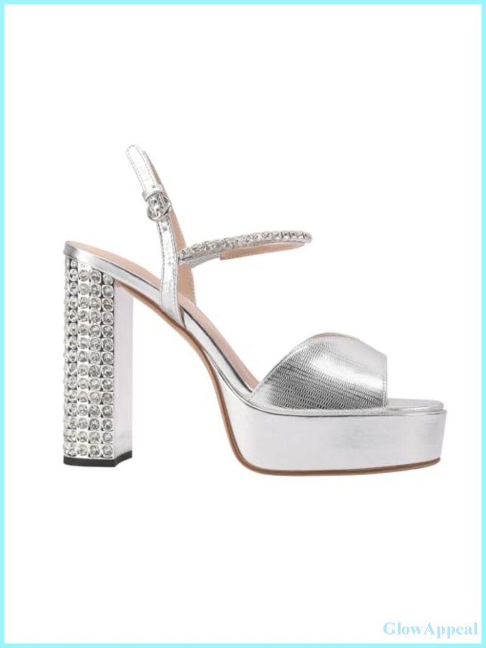 Rhinestone Platform Chunky Heel Ankle Strap Peep Toe Sandals Wedding Party